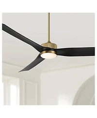 Casa Vieja 60" Montage Modern Indoor Outdoor Ceiling Fan 3 Blade Led Light Remote Control Soft Brass Finish Bedroom Damp Rated