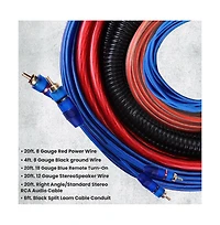 Pyle Marine Stereo Audio Wiring Kit, 8-awg Amplifier Installation
