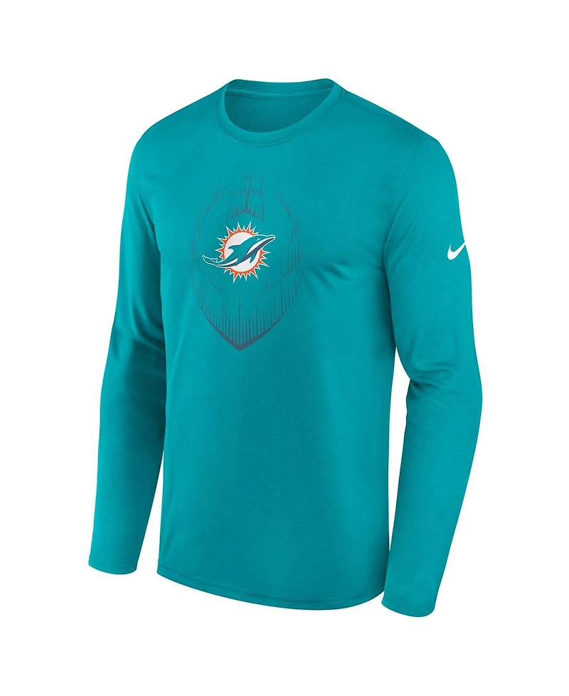 Nike Men's Aqua Miami Dolphins Legend Icon Long Sleeve T-Shirt