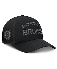 Fanatics Men's Black Boston Bruins Authentic Pro Road Stack Text A-Frame Adjustable Hat