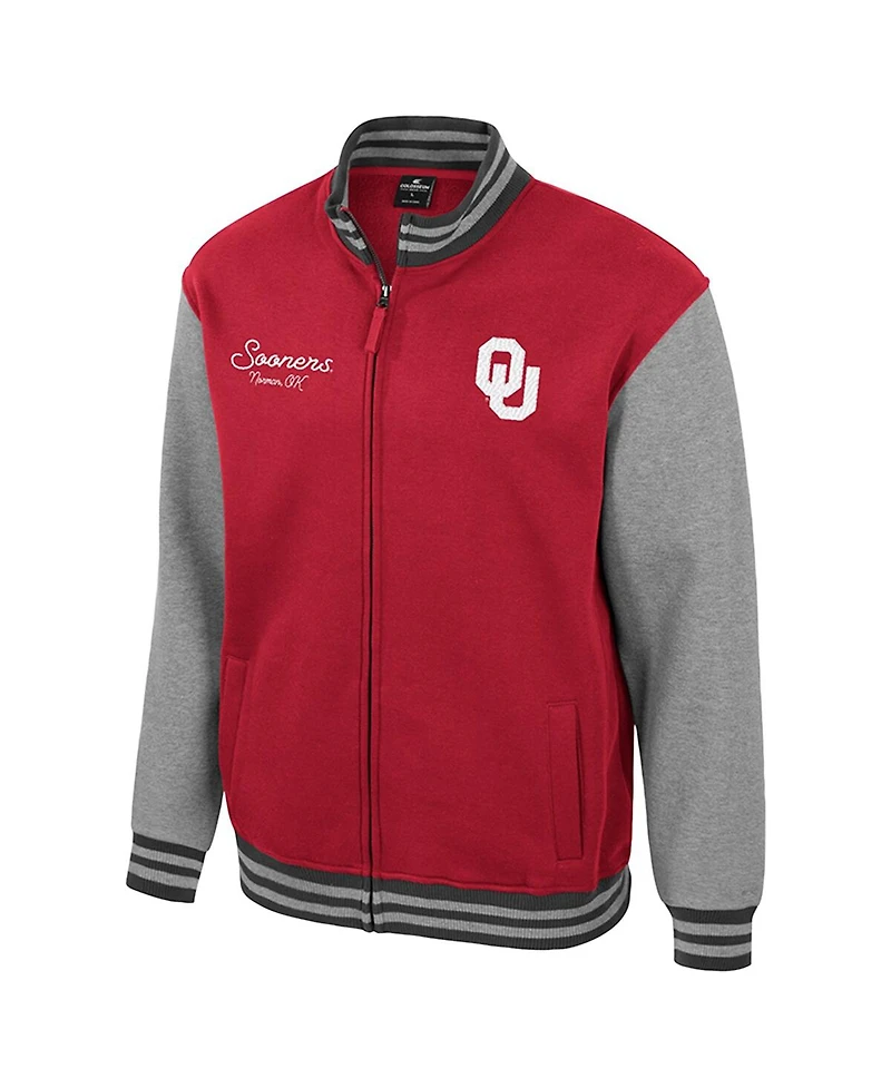 Colosseum Men's Crimson Oklahoma Sooners Ambi-Turner Full-Zip Varsity Jacket
