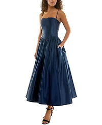 B Darlin Juniors' Square-Neck Sleeveless Fit & Flare Dress