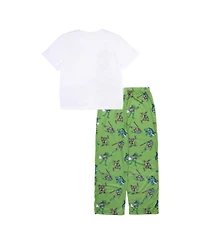 Ninja Turtles Little and Big Boys Short Sleeve Tee Open Leg Pant, 2-Piece Pajama Set