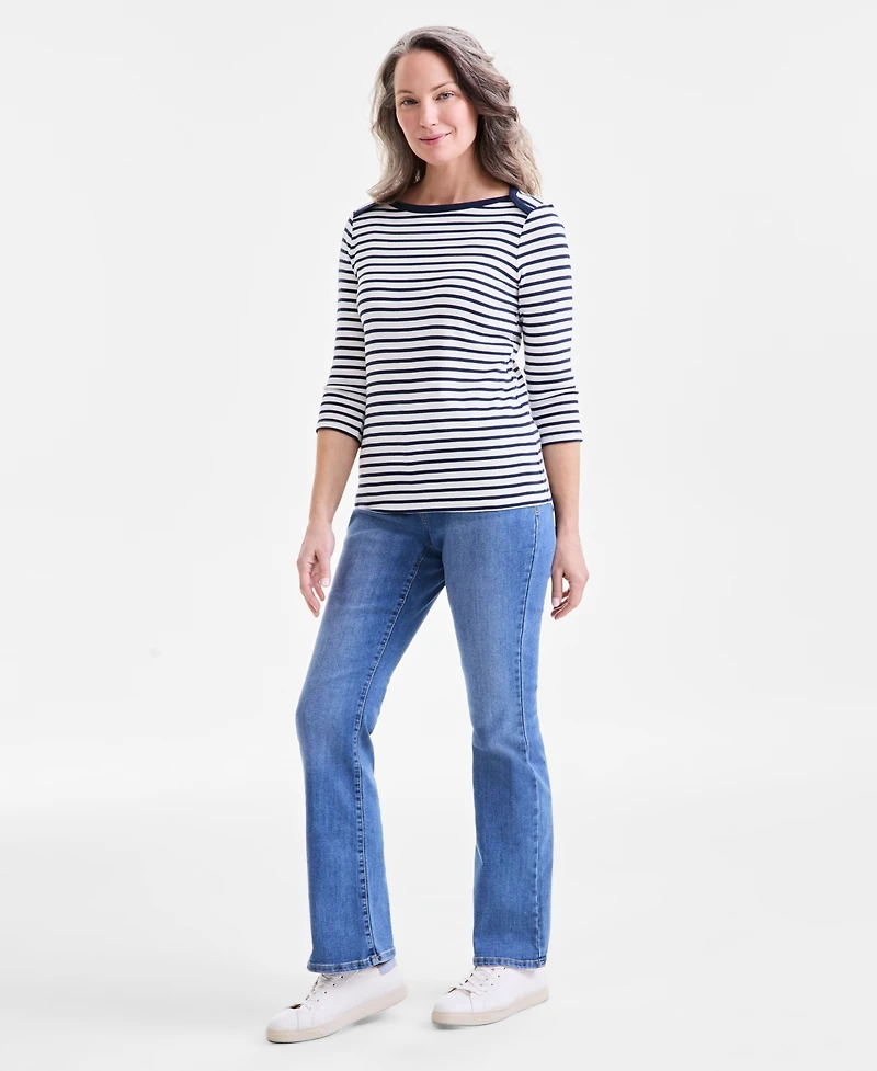 Style & Co Women's Printed Pima Cotton 3/4-Sleeve Top, Exclusively at Macy's