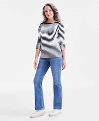 Style & Co Women's Printed Pima Cotton 3/4-Sleeve Top, Exclusively at Macy's