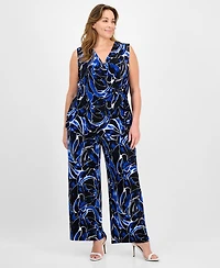 Anne Klein Plus Printed Surplice-Neck Sleeveless Top