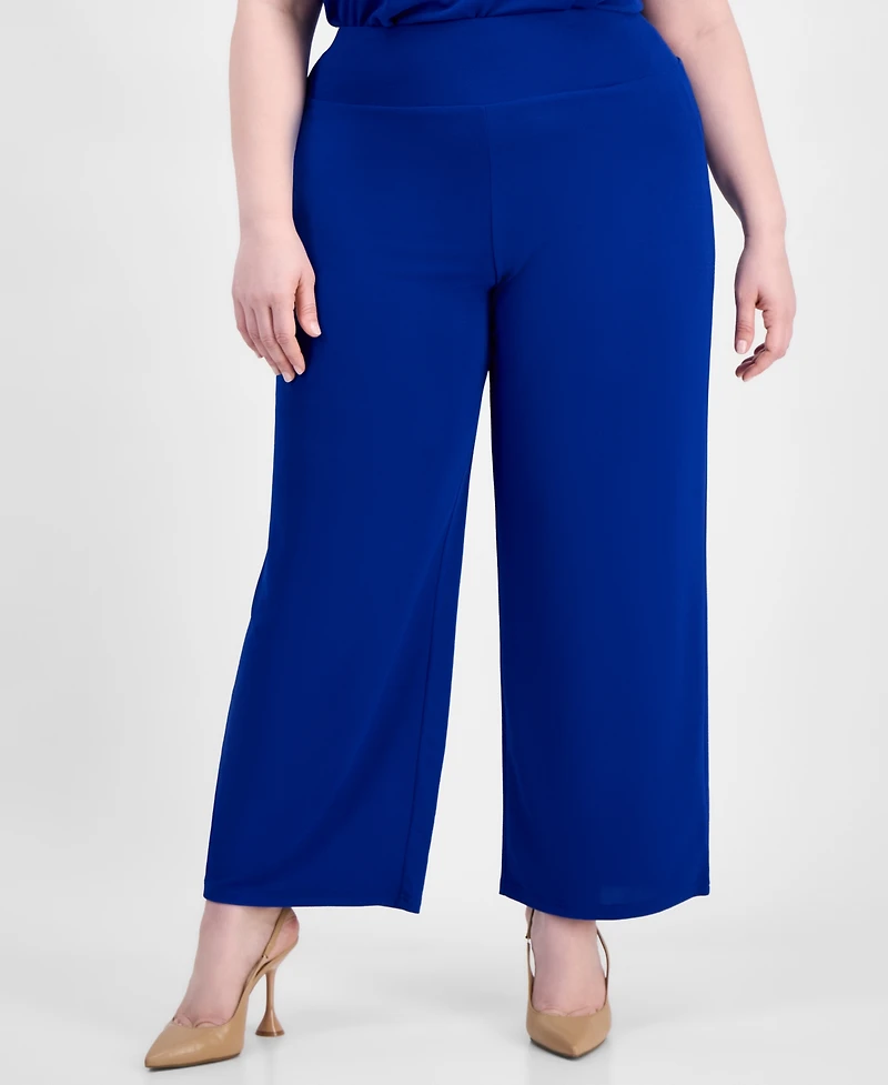 Anne Klein Plus Size Wide-Leg Pull-On Palazzo Pants