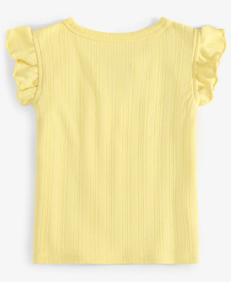 First Impressions Baby Girls Solid Pointelle Flutter-Sleeve Top, Exclusively at Macy's