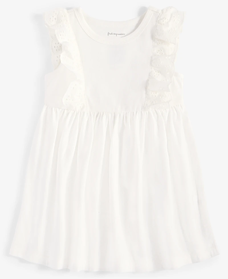 First Impressions Baby Girls Solid Eyelet-Flutter Dress, Exclusively at Macy's