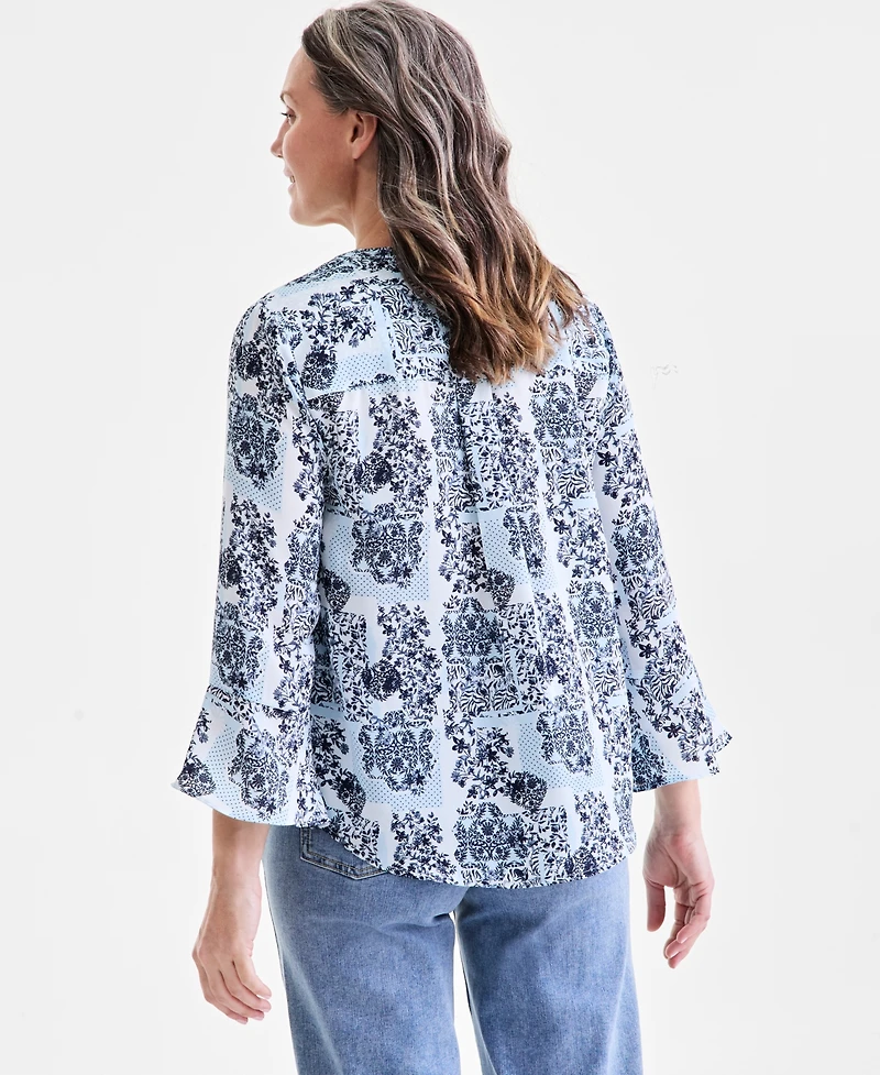 Style & Co Petite Pintuck Bell-Sleeve Top, Exclusively at Macy's