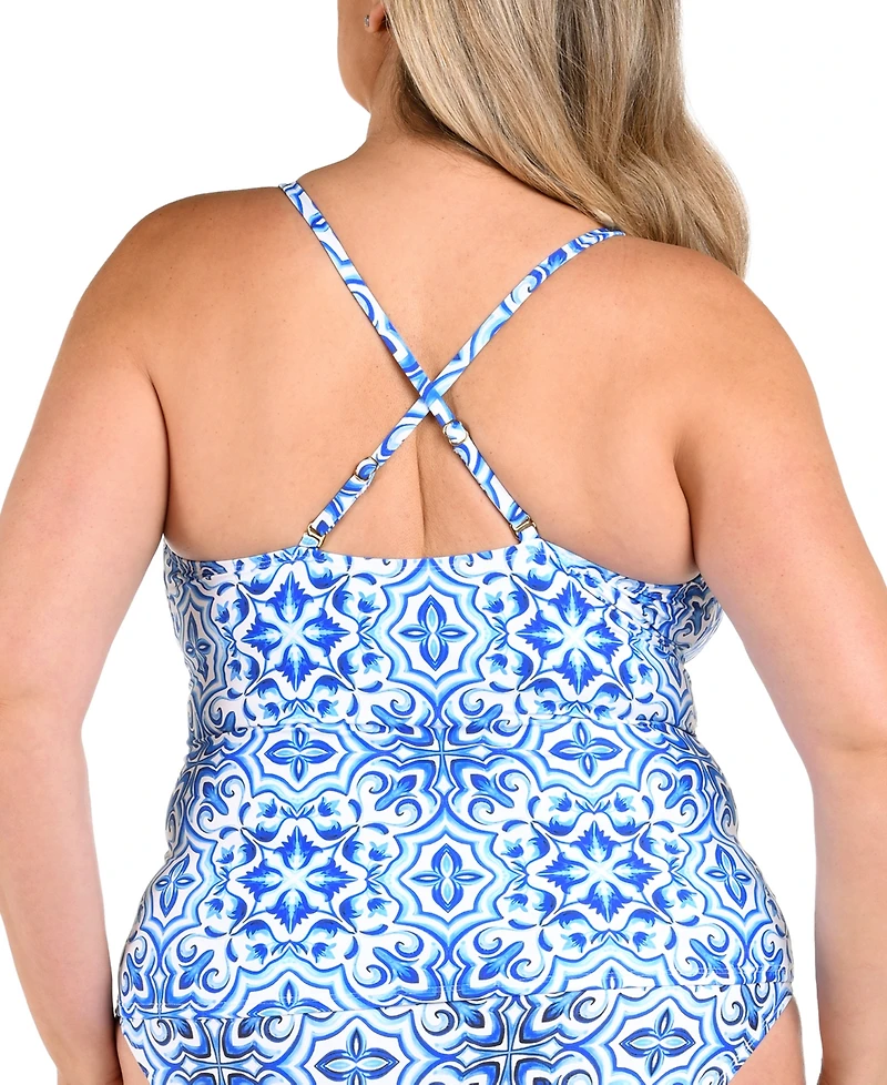 La Blanca Plus Alboran High-Neck Keyhole Tankini Top