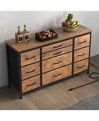 gaomon Dresser for Bedroom 55''Tv Stand with Power Outlet & Led Wide Dresser with 10 Large Drawers