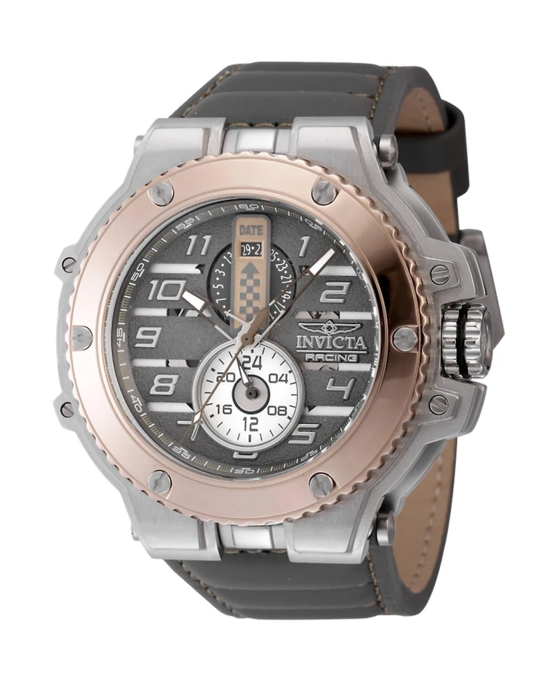 Invicta Men's 47381 Invicta Racing Quartz Multifunction Khaki, Gunmetal, Silver Dial Watch