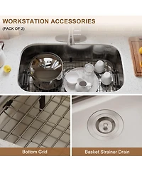 Casainc 32inch L x 18inch W Undermount Kitchen Sink with Accessories