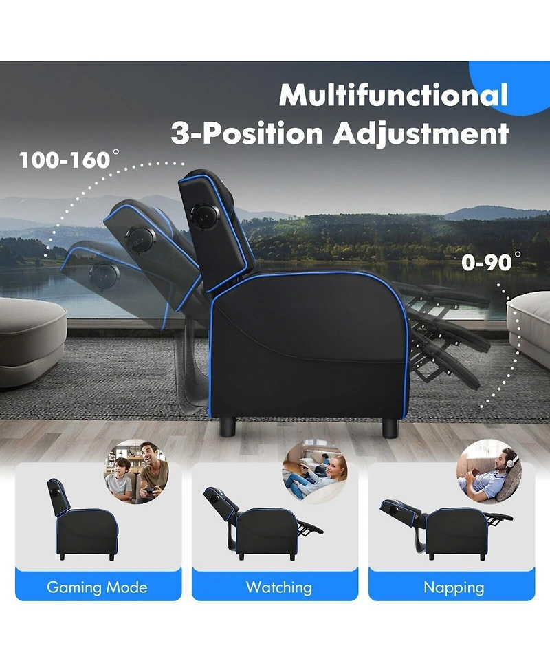 Gouun Pu Leather Massage Gaming Recliner Chair with Side Pockets