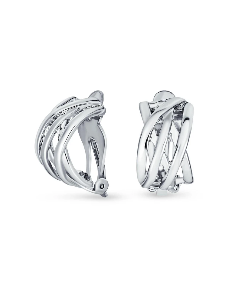 Bling Jewelry Classic Celtic Knot Clip-On Earrings Two Tone For Non-Pierced Ears Gold Plated