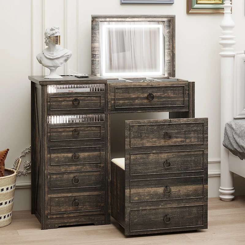 Vlsrka Vanity Makeup Desk with Mirror and Lights