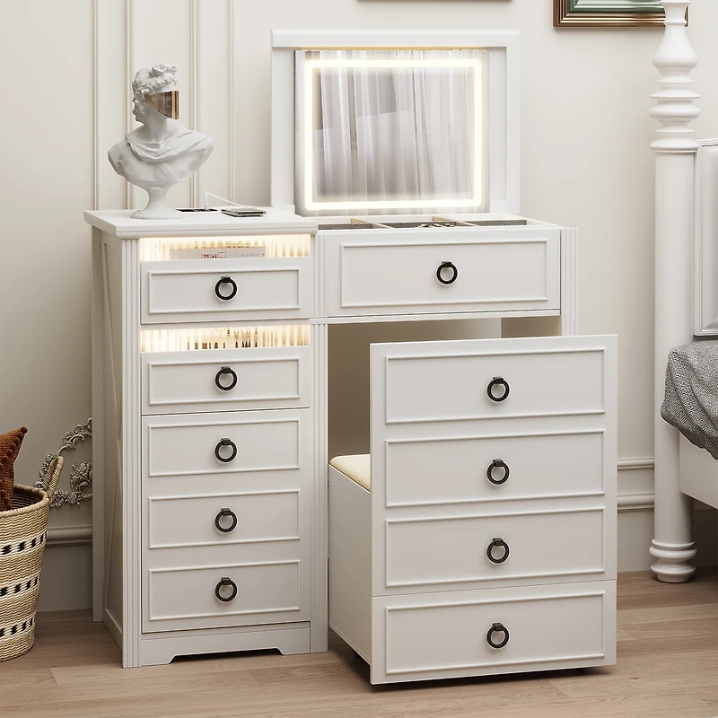 Vlsrka Vanity Makeup Desk with Mirror and Lights