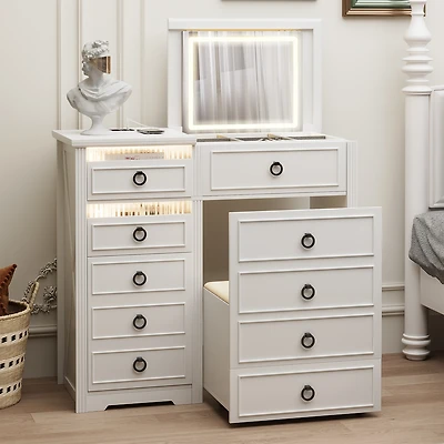 Vlsrka Vanity Makeup Desk with Mirror and Lights