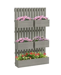 Outsunny 5 Box Raised Garden Bed w/ Trellis, Drain Holes,