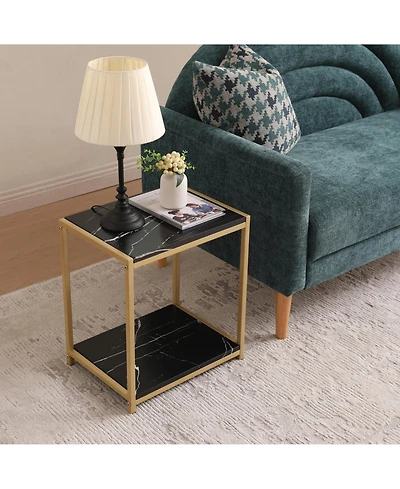 Kings Brand Furniture Lily Side End Table Nightstand with Shelf - Modern & Stylish Bedside Table with Storage Shelf