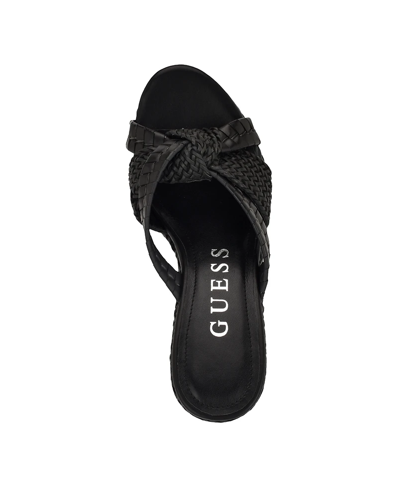 Guess Women's Eveh Knotted Jute Wrapped Platform Wedge Sandals