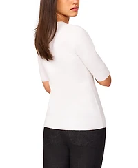 Melissa Paige Women's Crew-Neck Elbow-Sleeve Fine-Gauge Sweater