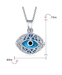 Bling Jewelry Turkish Amulet Nazar Blue Evil Eye Filigree Charm Pendant Necklace Silver