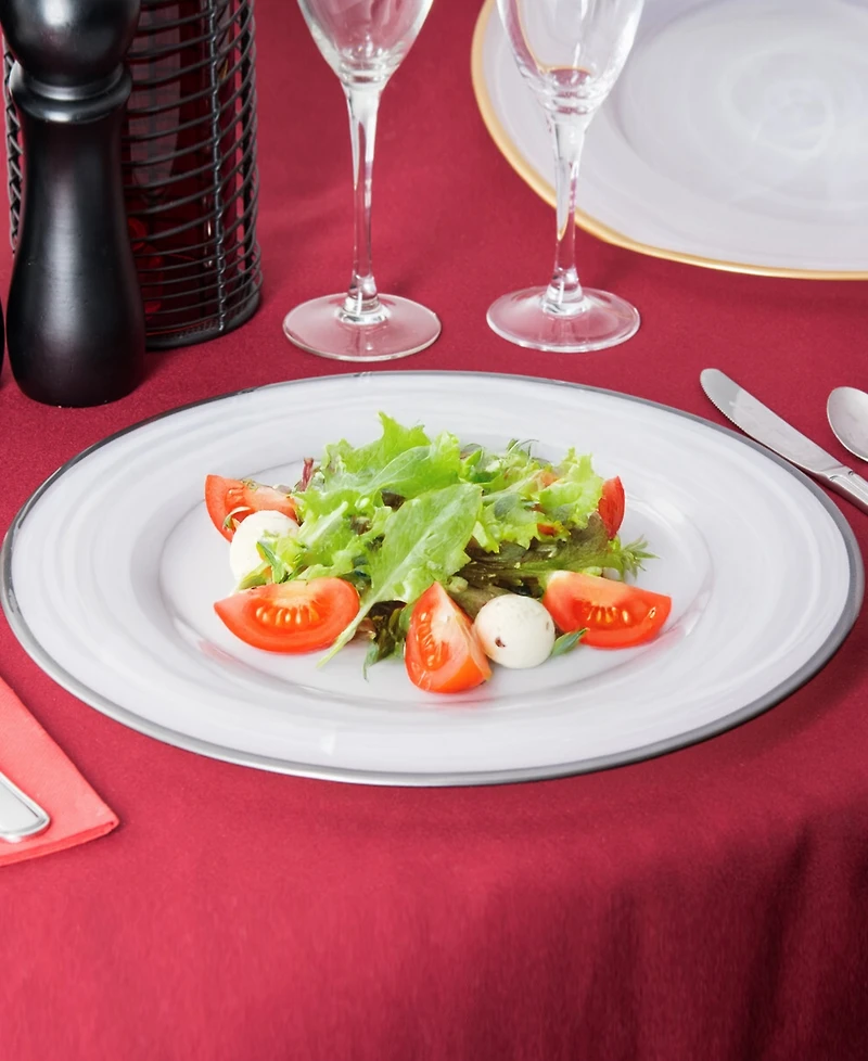 American Atelier Alabaster Silver Glass Charger Plates, Set of 4