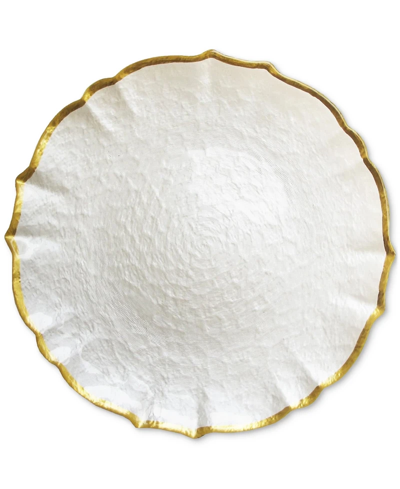 American Atelier Pearl & Gold Glass Charger Plate 13", Set of 4