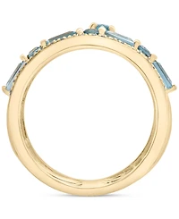 London Blue Topaz (1-3/8 ct.t.w.) & Diamond (1/10 ct. t.w.) Multirow Statement Ring in 14k Gold-Plated Sterling Silver