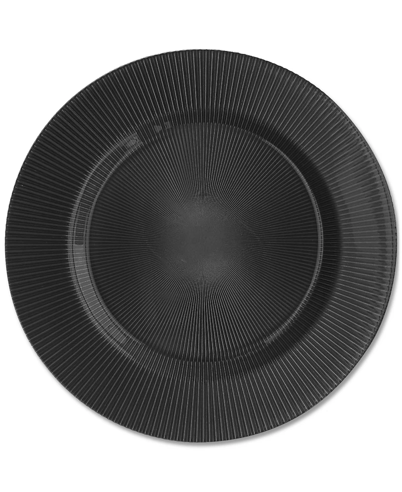 American Atelier Sunray Black Glass Charger Plate 13", Set of 4