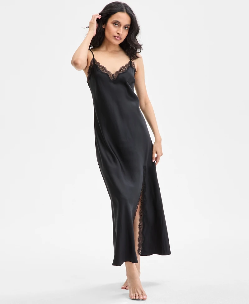 I.n.c. International Concepts Women's Lace-Trim Satin Nightgown