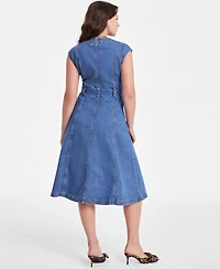 On 34th Women's Sleeveless Belted Denim Midi Dress, Exclusively at Macy's