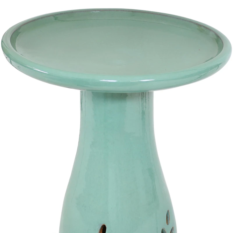 Outdoor Weather-Resistant Garden Patio Classic High-Fired Smooth Ceramic Hand-Painted Bird Bath