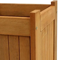 Meranti Wood 16-Inch Square Planter Box with Teak Oil Finish - Set of 2