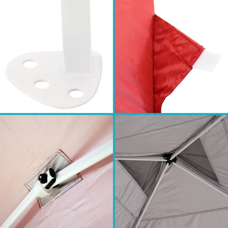 Premium Pop-Up Canopy with Rolling Carry Bag and Sandbags - 12' x 12' - Red