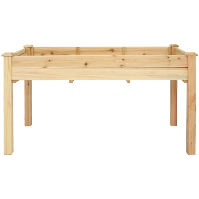 48.5-Inch Wood Raised Garden Bed - Outdoor Rectangular Elevated Planter Box with 2 Drainage Holes
