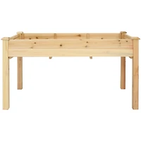 48.5-Inch Wood Raised Garden Bed - Outdoor Rectangular Elevated Planter Box with 2 Drainage Holes