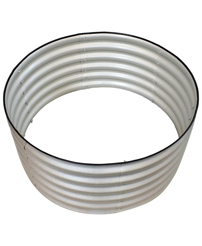 Small, Circular Raised Garden Bed - Galvalume Steel Planter Box with Rubber Edge Trim - 17.25" H