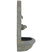 Seaside 27-Inch Polystone Solar Wall Water Fountain with Battery Backup - French Limestone