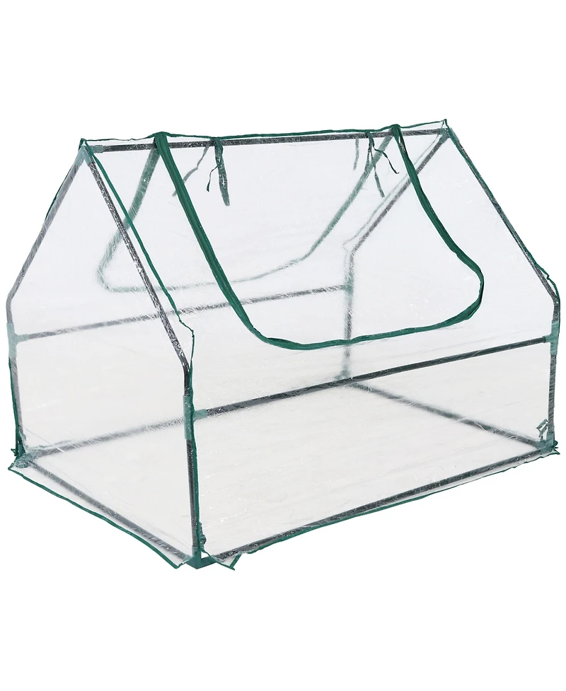 Outdoor Portable Mini Greenhouse Tent with 2 Zippered Side Doors and Iron Tube Frame - Clear - 4' x 3'