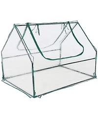Outdoor Portable Mini Greenhouse Tent with 2 Zippered Side Doors and Iron Tube Frame - Clear - 4' x 3'