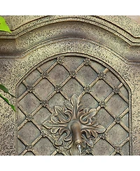 Sunnydaze Decor Rosette Leaf 31-Inch Polystone Outdoor Wall Water Fountain - Electric Submersible Pump - Florentine Stone Finish