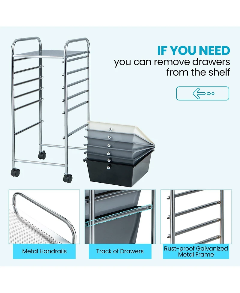Gouun 6 Drawers Rolling Storage Cart Organizer-Mixed