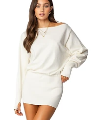 Edikted Womens Eve Off Shoulder Knit Mini Dress
