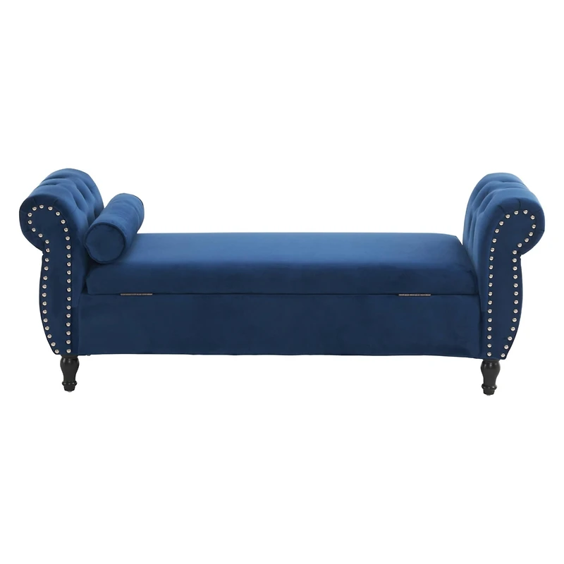 Velvet Storage Ottoman Bench with Pillow, Stylish Footrest and Hidden Storage for Living Room, Bedroom, or Entryway-The Pop Home