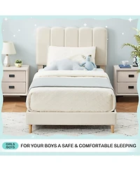 gaomon Twin Bed Frame for Boys & Girls, Upholstered Platform Bed Frame