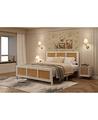 gaomon Full Size Rattan Bed Frame with Headboard