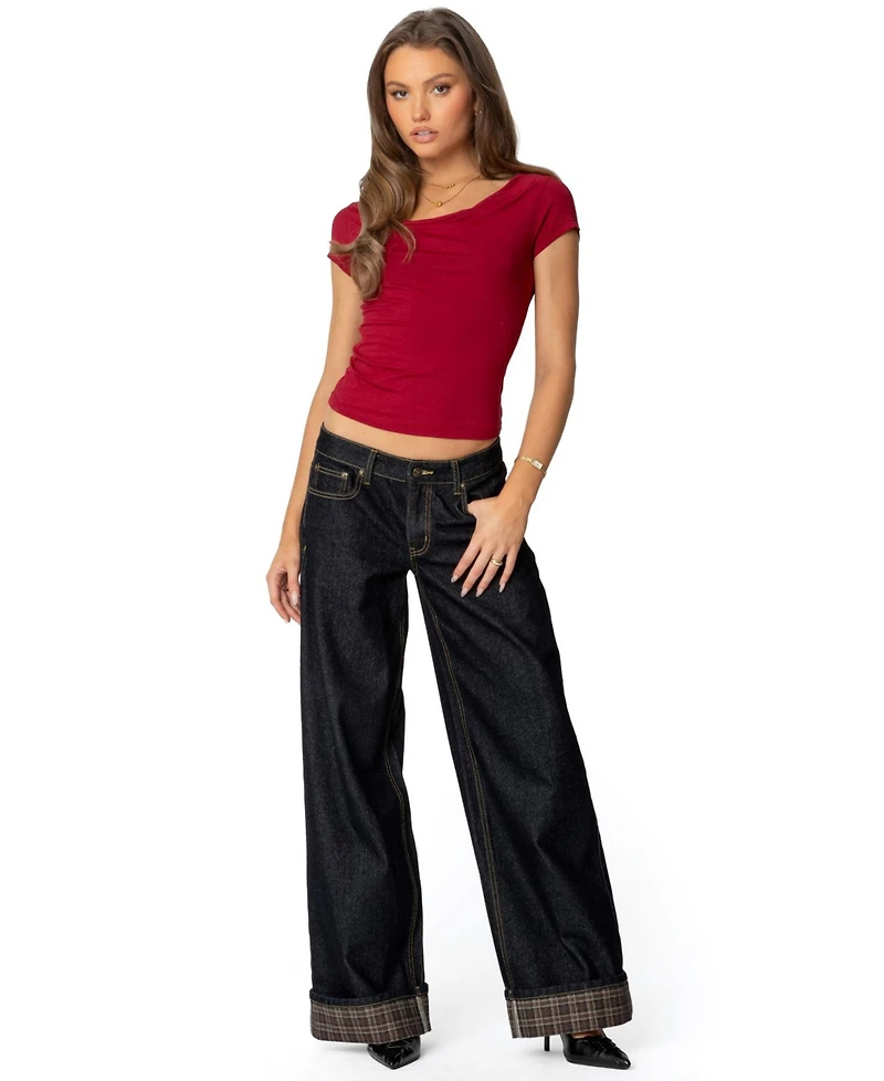 Edikted Womens Javi Cowl Neck Top
